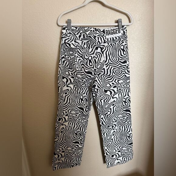 The Ragged Priest Mono Marble Dad Jean Size 30 Black White‎ Denim Messenger - Picture 8 of 9